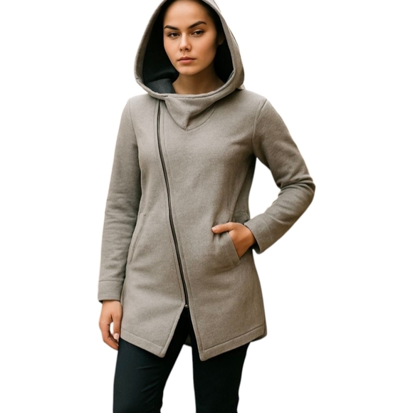 Betsey Johnson "Give Love Get Love" Gray scuba Hoodie zip front jacket sz XS - Picture 12 of 12